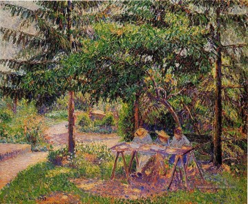 Jardin Art - enfants dans un jardin à eragny 1897 Camille Pissarro
